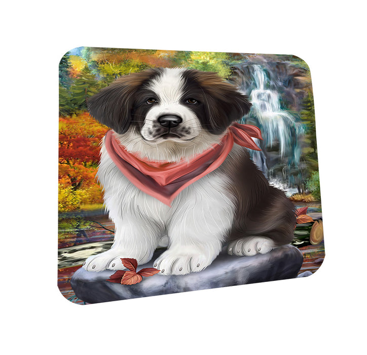 Scenic Waterfall Saint Bernard Dog Coasters Set of 4 CST49443