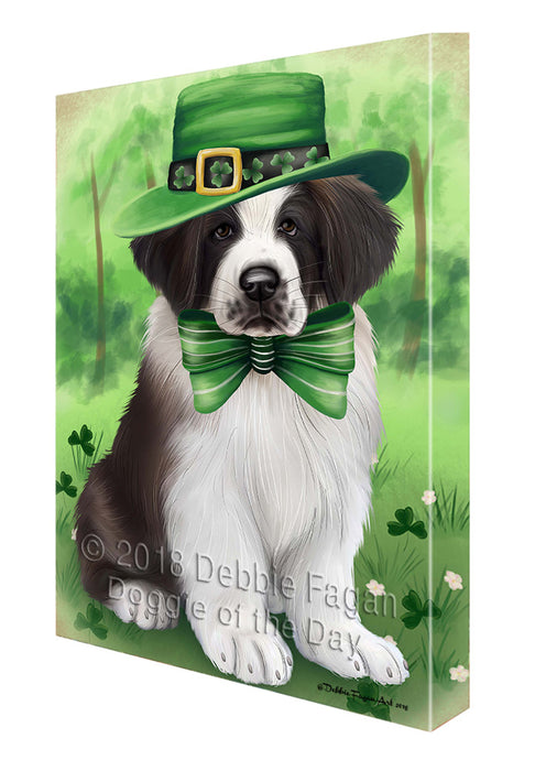 St. Patricks Day Irish Portrait Saint Bernard Dog Canvas Wall Art CVS59268