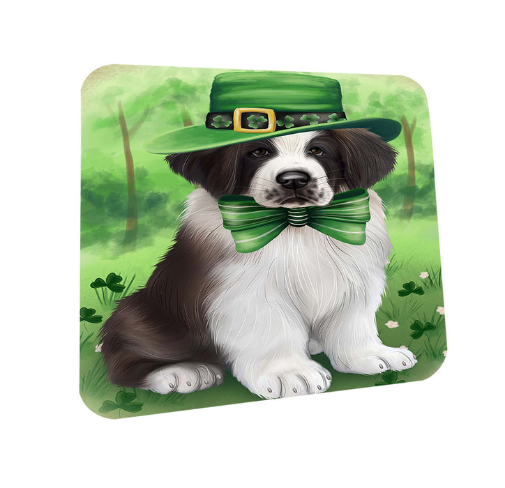 St. Patricks Day Irish Portrait Saint Bernard Dog Coasters Set of 4 CST49334