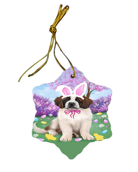 Saint Bernard Dog Easter Holiday Star Porcelain Ornament SPOR49233