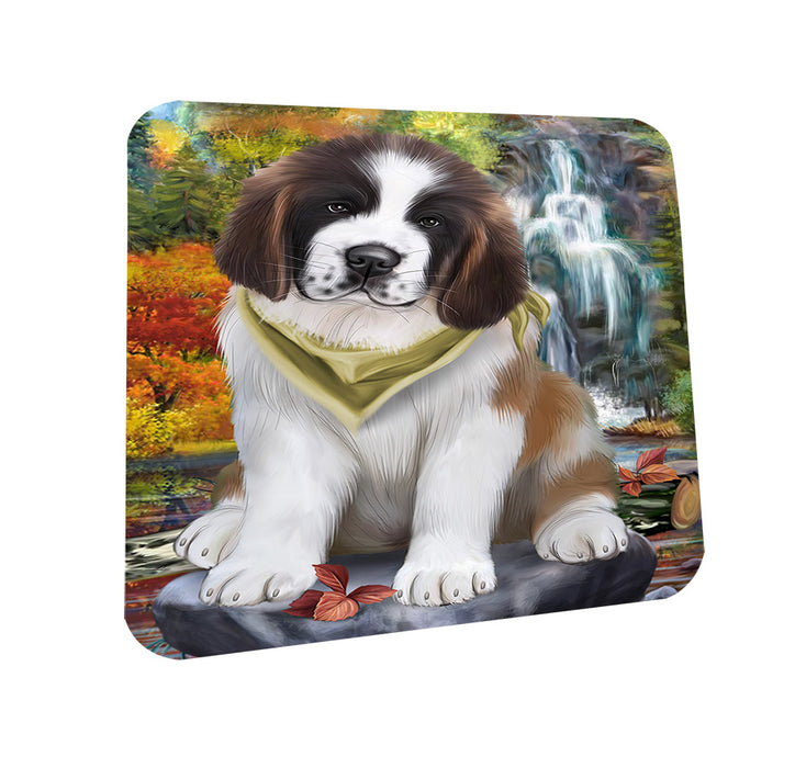 Scenic Waterfall Saint Bernard Dog Coasters Set of 4 CST49444