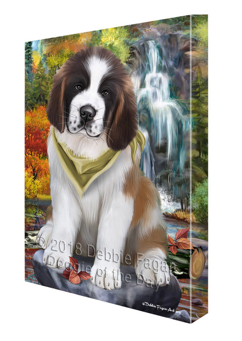 Scenic Waterfall Saint Bernard Dog Canvas Wall Art CVS60978