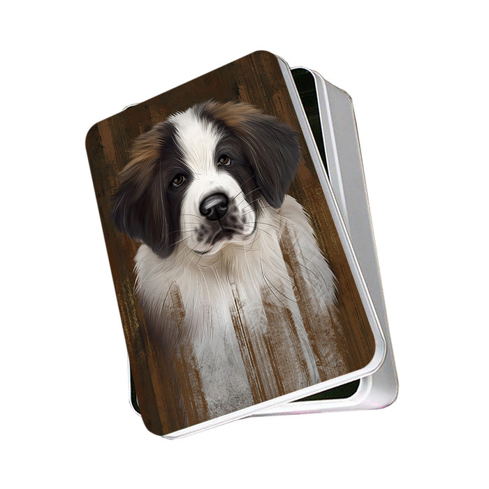 Rustic Saint Bernard Dog Photo Storage Tin PITN50474