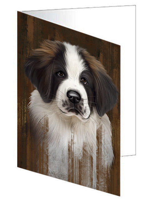 Rustic Saint Bernard Dog Handmade Artwork Assorted Pets Greeting Cards and Note Cards with Envelopes for All Occasions and Holiday Seasons GCD55451