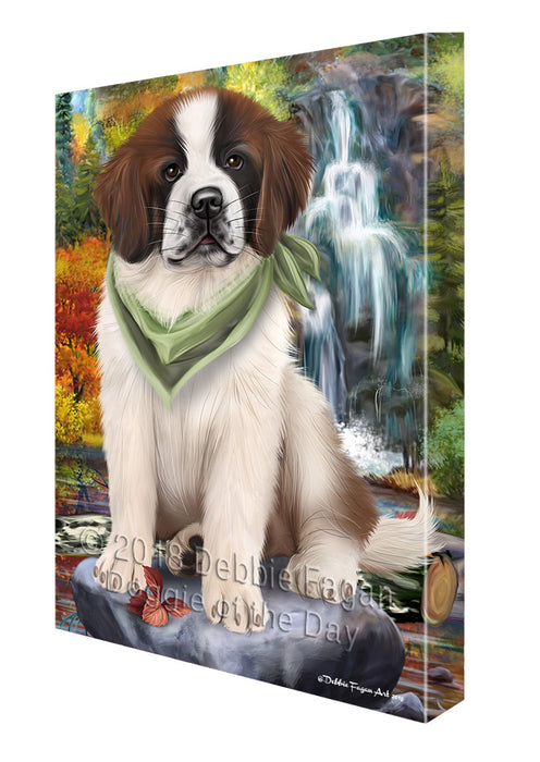 Scenic Waterfall Saint Bernard Dog Canvas Wall Art CVS60987