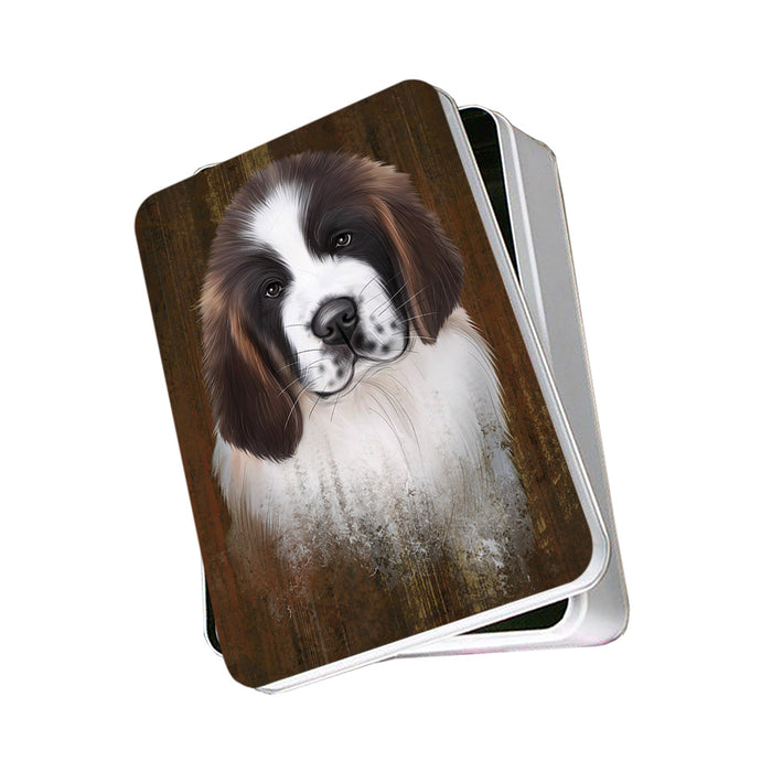 Rustic Saint Bernard Dog Photo Storage Tin PITN50475