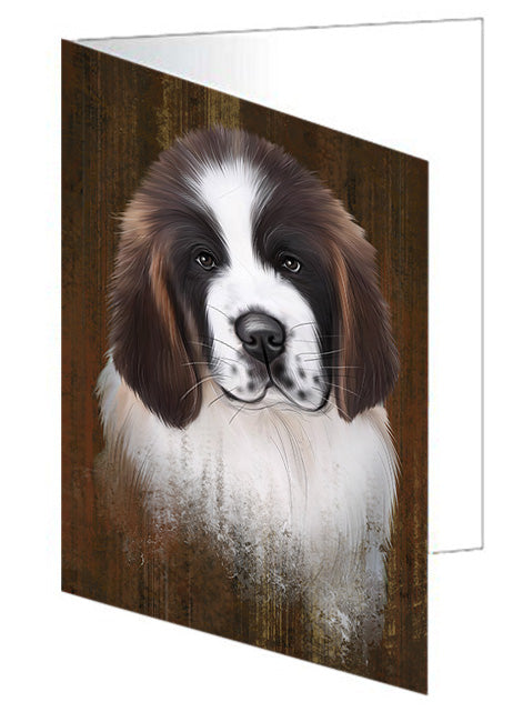 Rustic Saint Bernard Dog Handmade Artwork Assorted Pets Greeting Cards and Note Cards with Envelopes for All Occasions and Holiday Seasons GCD55454
