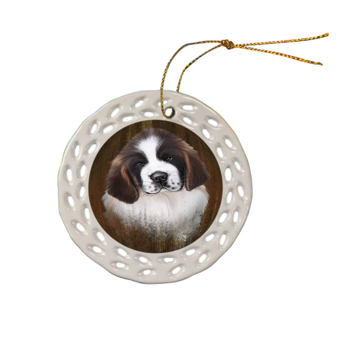Rustic Saint Bernard Dog Ceramic Doily Ornament DPOR50469