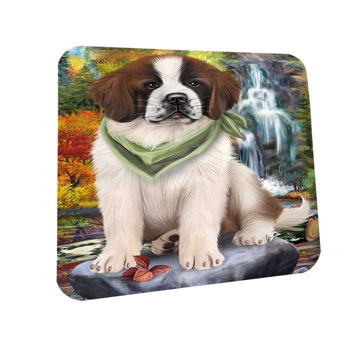 Scenic Waterfall Saint Bernard Dog Coasters Set of 4 CST49445