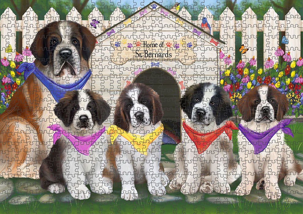 Spring Dog House Saint Bernards Dog Puzzle with Photo Tin PUZL54081