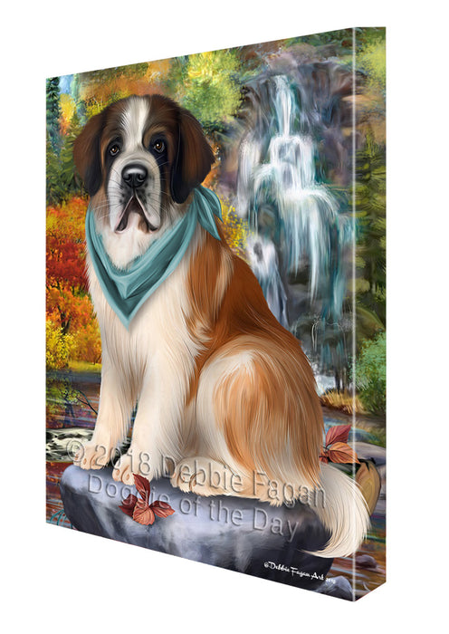 Scenic Waterfall Saint Bernard Dog Canvas Wall Art CVS60996