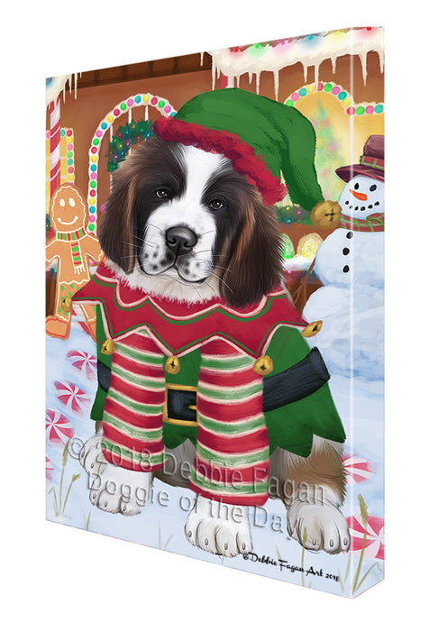 Christmas Gingerbread House Candyfest Saint Bernard Dog Canvas Print Wall Art Décor CVS130940