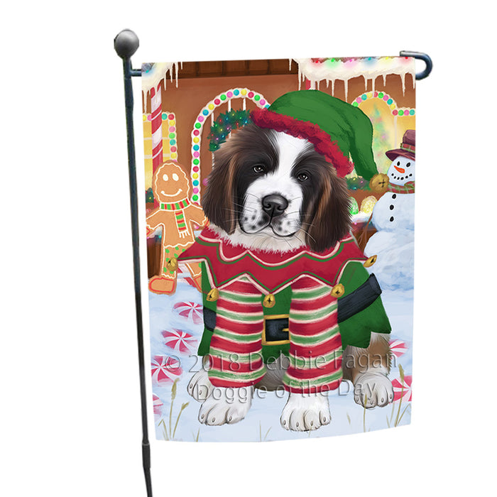 Christmas Gingerbread House Candyfest Saint Bernard Dog Garden Flag GFLG57152