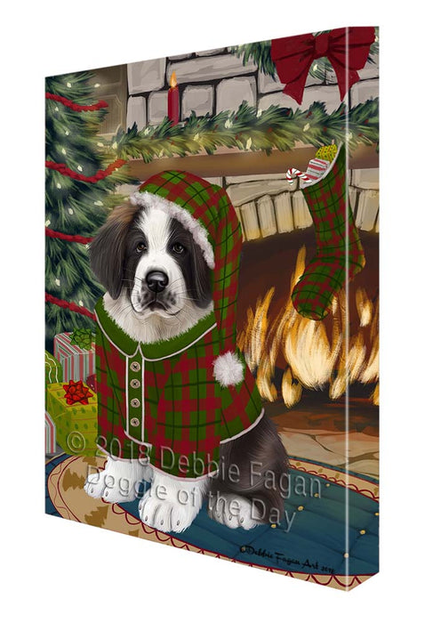 The Stocking was Hung Saint Bernard Dog Canvas Print Wall Art Décor CVS120239
