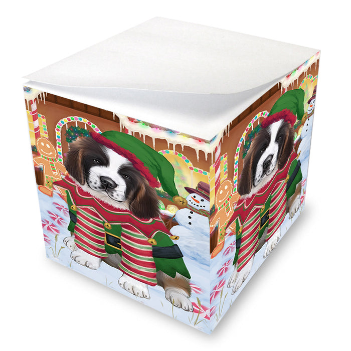 Christmas Gingerbread House Candyfest Saint Bernard Dog Note Cube NOC54596