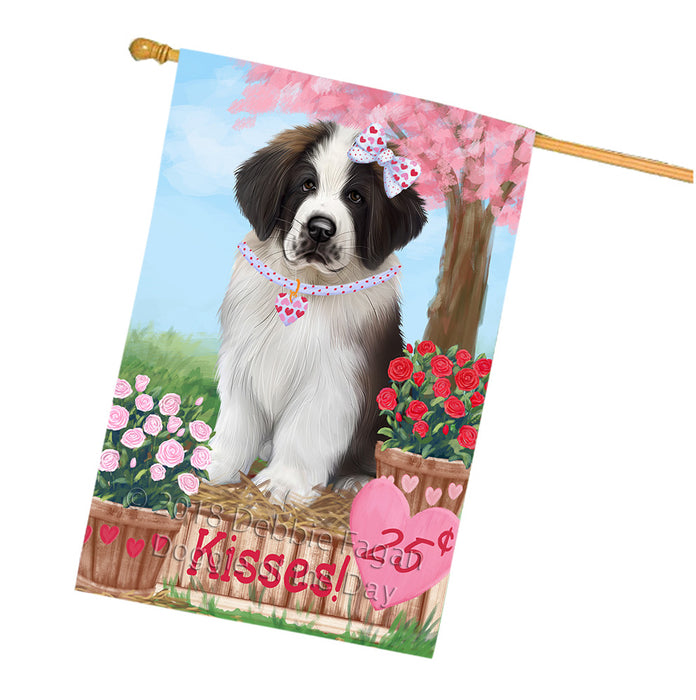 Rosie 25 Cent Kisses Saint Bernard Dog House Flag FLG56916