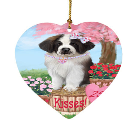 Rosie 25 Cent Kisses Saint Bernard Dog Heart Christmas Ornament HPOR56588