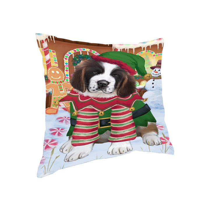 Christmas Gingerbread House Candyfest Saint Bernard Dog Pillow PIL80388