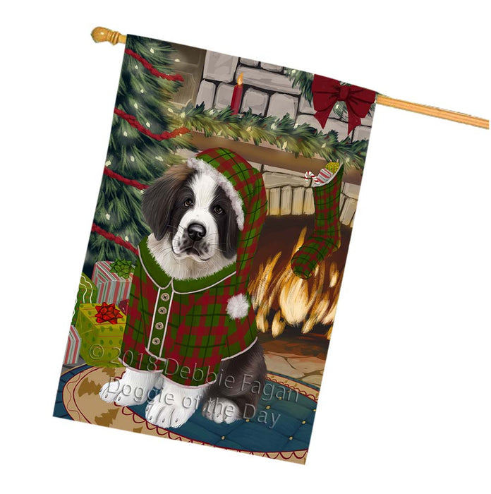 The Stocking was Hung Saint Bernard Dog House Flag FLG56019