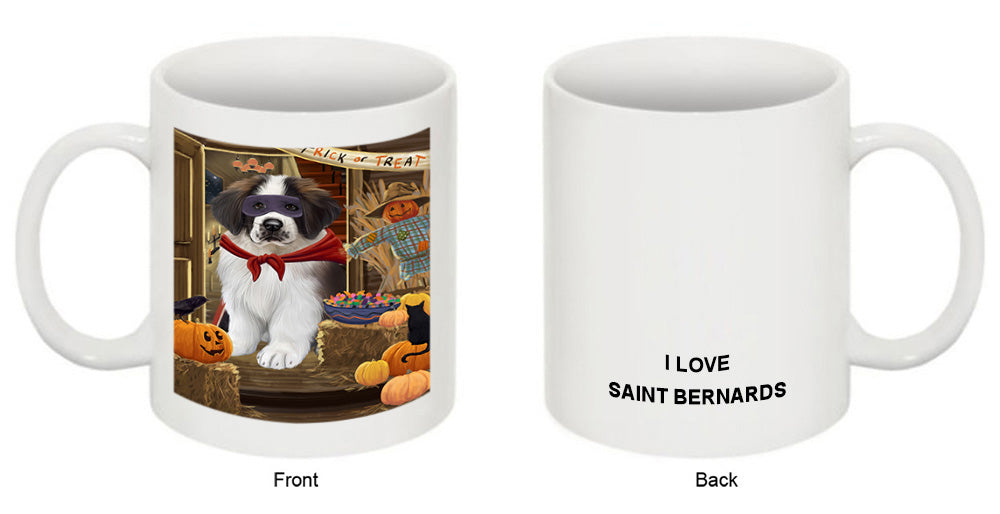 Enter at Own Risk Trick or Treat Halloween Saint Bernard Dog Coffee Mug MUG48653