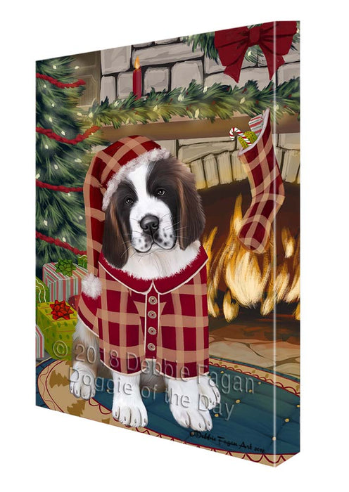 The Stocking was Hung Saint Bernard Dog Canvas Print Wall Art Décor CVS120248