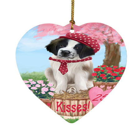Rosie 25 Cent Kisses Saint Bernard Dog Heart Christmas Ornament HPOR56589
