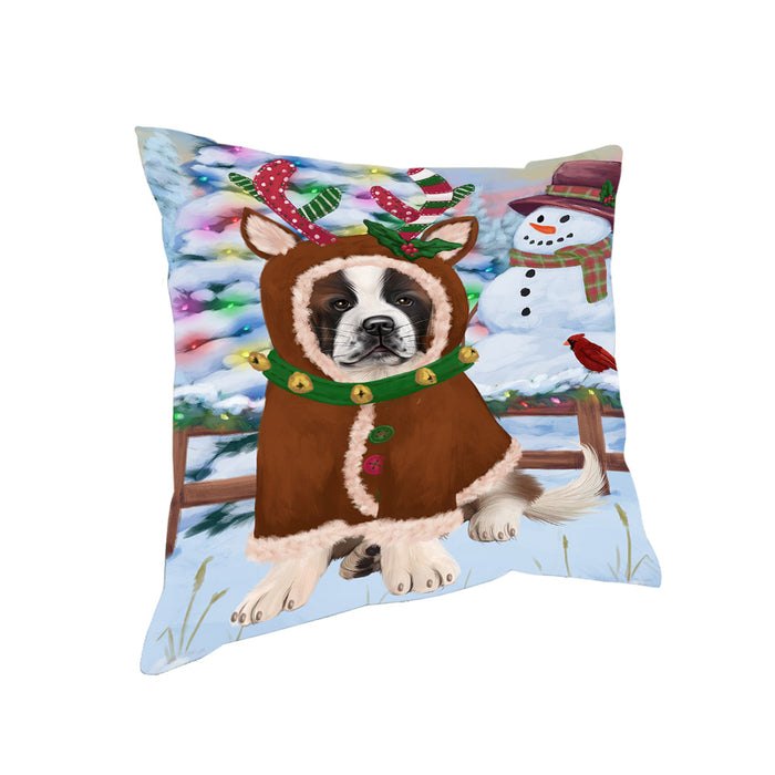 Christmas Gingerbread House Candyfest Saint Bernard Dog Pillow PIL80392