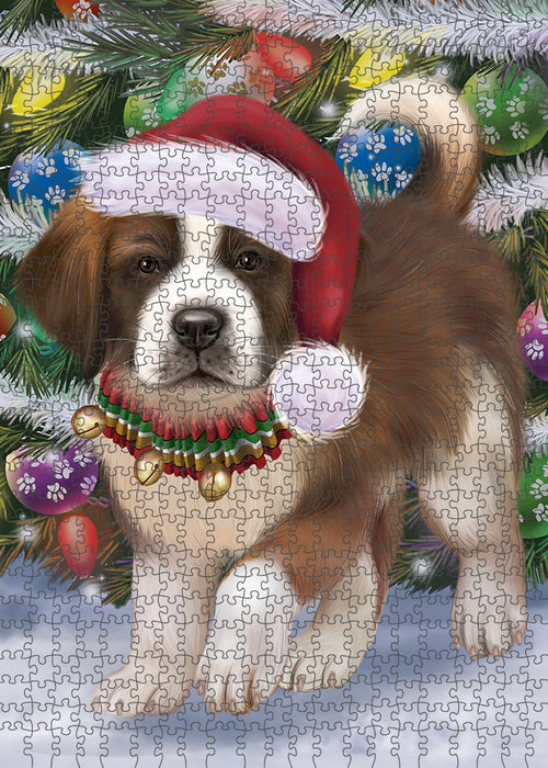 Trotting in the Snow Saint Bernard Dog Puzzle  PUZL94864