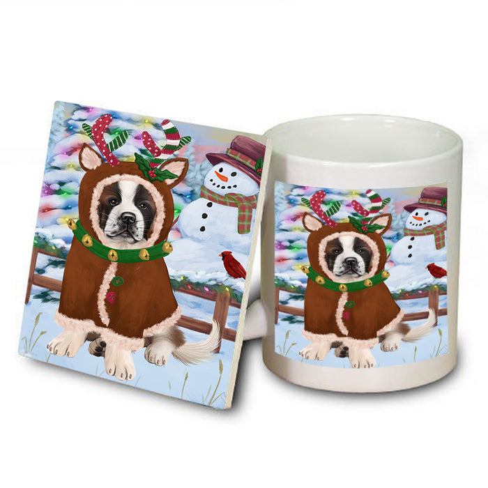 Christmas Gingerbread House Candyfest Saint Bernard Dog Mug and Coaster Set MUC56517