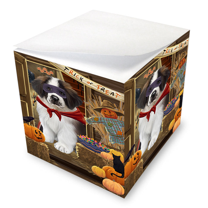 Enter at Own Risk Trick or Treat Halloween Saint Bernard Dog Note Cube NOC53255