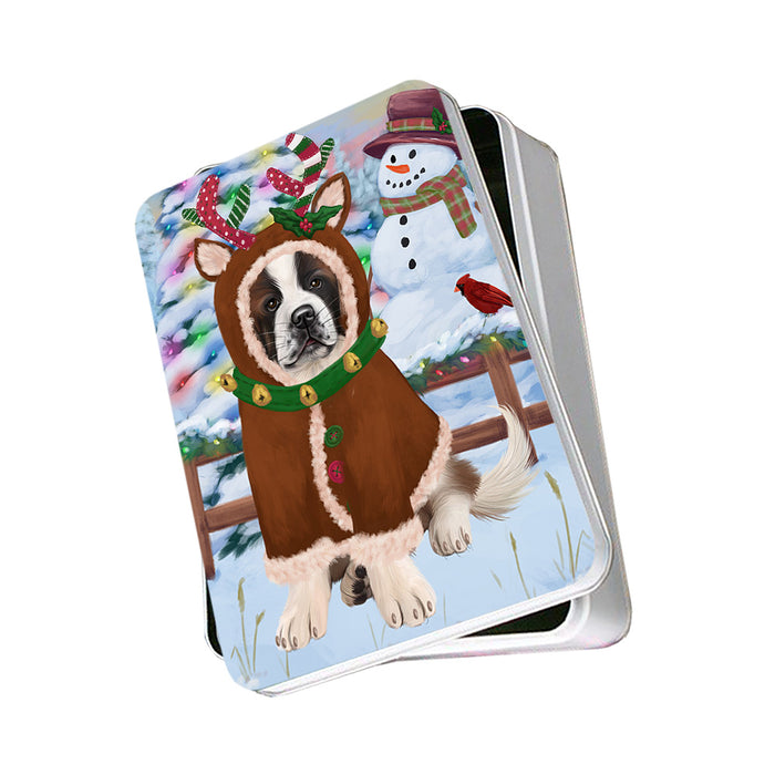 Christmas Gingerbread House Candyfest Saint Bernard Dog Photo Storage Tin PITN56468