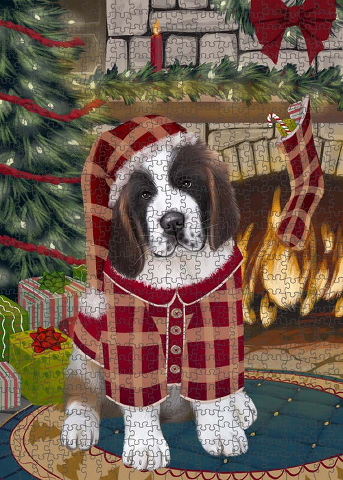 The Stocking was Hung Saint Bernard Dog Puzzle with Photo Tin PUZL90568
