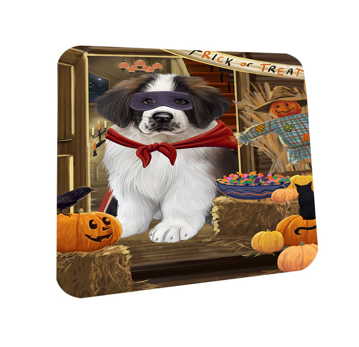 Enter at Own Risk Trick or Treat Halloween Saint Bernard Dog Coasters Set of 4 CST53213