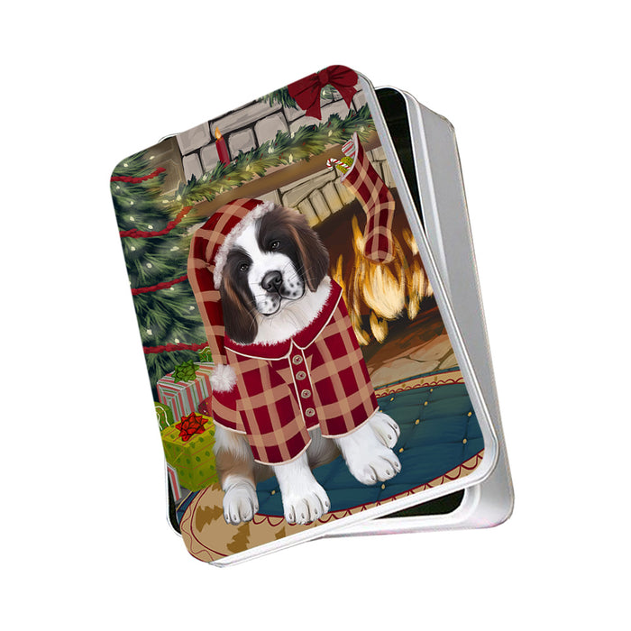 The Stocking was Hung Saint Bernard Dog Photo Storage Tin PITN55534