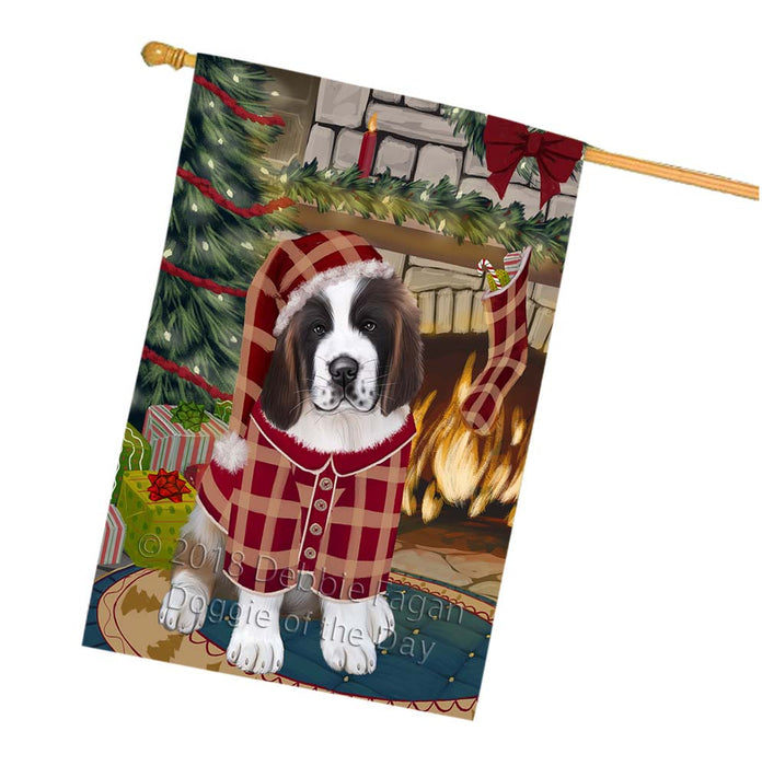 The Stocking was Hung Saint Bernard Dog House Flag FLG56020