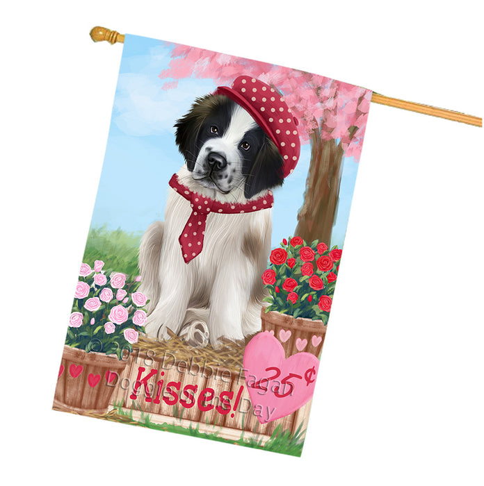 Rosie 25 Cent Kisses Saint Bernard Dog House Flag FLG56917