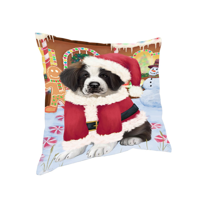 Christmas Gingerbread House Candyfest Saint Bernard Dog Pillow PIL80396