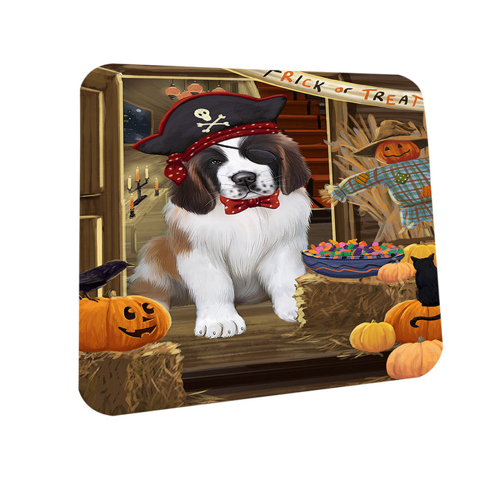 Enter at Own Risk Trick or Treat Halloween Saint Bernard Dog Coasters Set of 4 CST53214