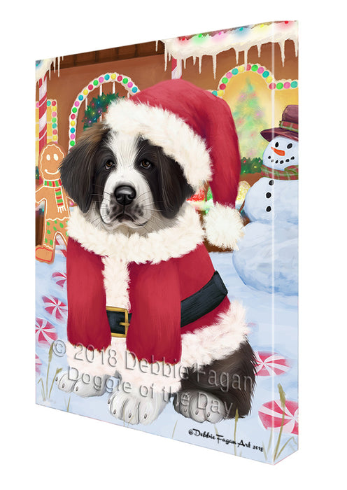 Christmas Gingerbread House Candyfest Saint Bernard Dog Canvas Print Wall Art Décor CVS130958