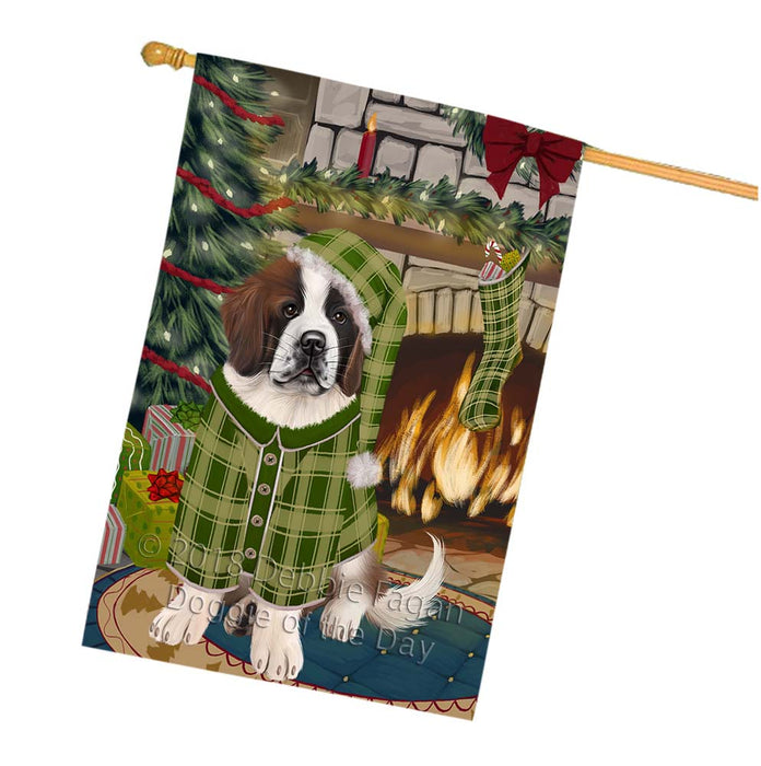 The Stocking was Hung Saint Bernard Dog House Flag FLG56021