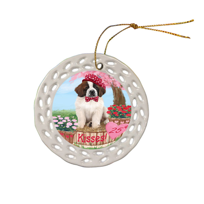 Rosie 25 Cent Kisses Saint Bernard Dog Ceramic Doily Ornament DPOR56590