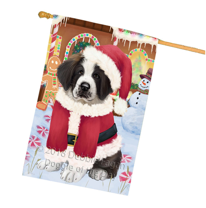 Christmas Gingerbread House Candyfest Saint Bernard Dog House Flag FLG57210