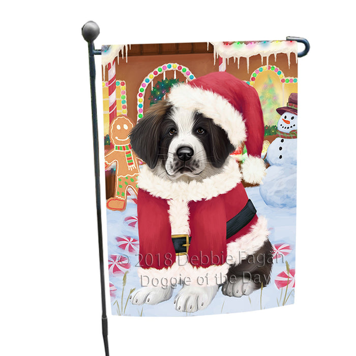 Christmas Gingerbread House Candyfest Saint Bernard Dog Garden Flag GFLG57154