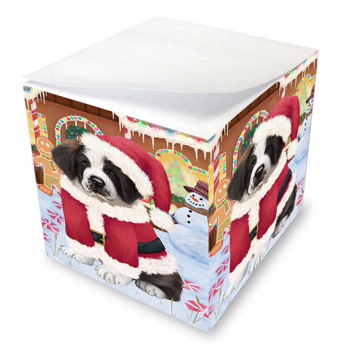 Christmas Gingerbread House Candyfest Saint Bernard Dog Note Cube NOC54598