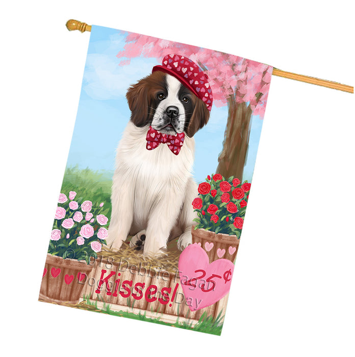 Rosie 25 Cent Kisses Saint Bernard Dog House Flag FLG56918