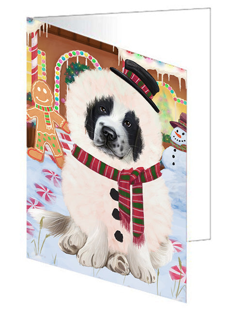 Christmas Gingerbread House Candyfest Saint Bernard Dog Handmade Artwork Assorted Pets Greeting Cards and Note Cards with Envelopes for All Occasions and Holiday Seasons GCD74096