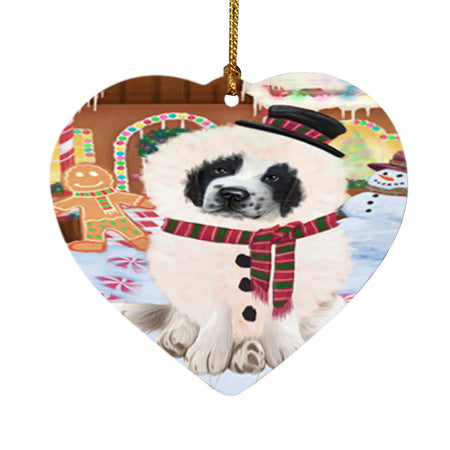 Christmas Gingerbread House Candyfest Saint Bernard Dog Heart Christmas Ornament HPOR56883