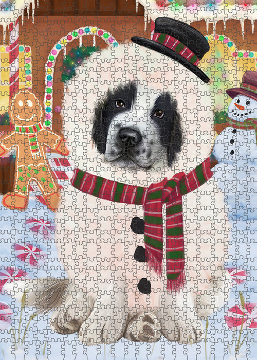 Christmas Gingerbread House Candyfest Saint Bernard Dog Puzzle with Photo Tin PUZL94308