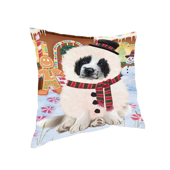 Christmas Gingerbread House Candyfest Saint Bernard Dog Pillow PIL80400