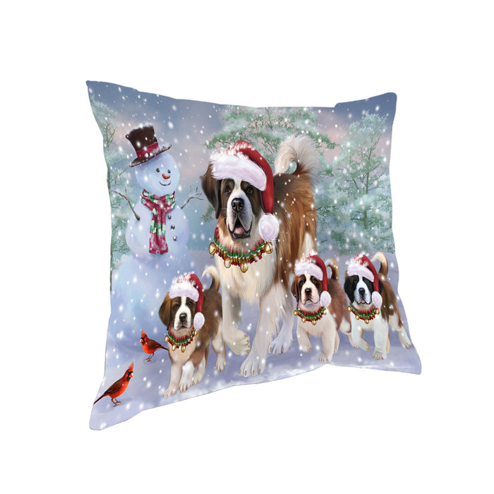 Christmas Running Family Saint Bernards Dog Pillow PIL80856